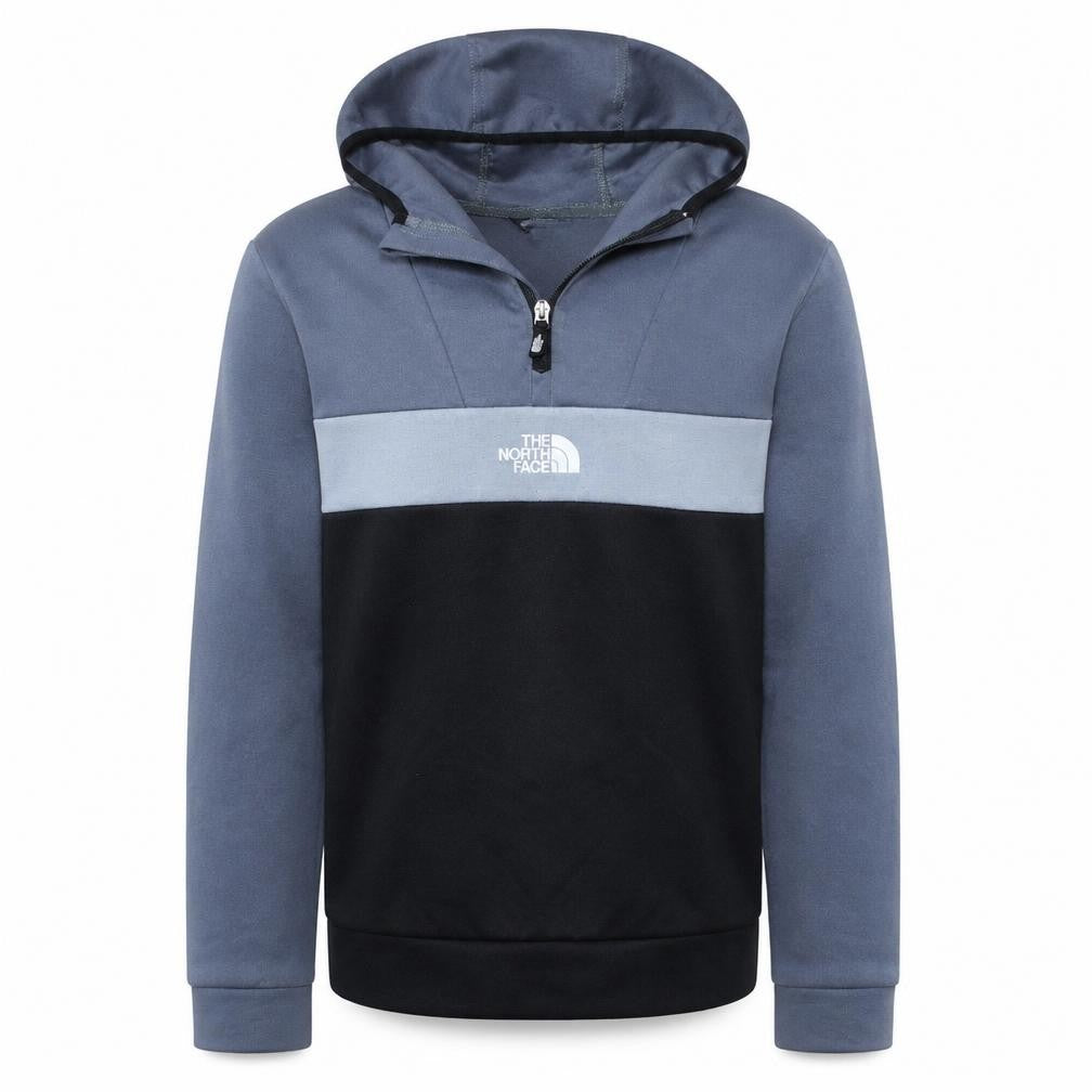 The North Face Boys Grey Black Colourblock 1/4 Zip Pullover Hoodie XL