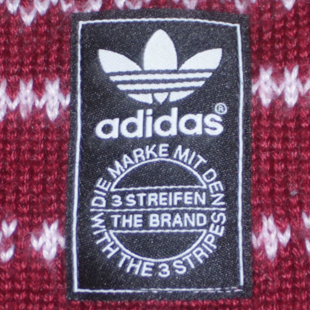 Adidas Women Burgundy Fair Isle Knit Jumper Size L Winter Casual