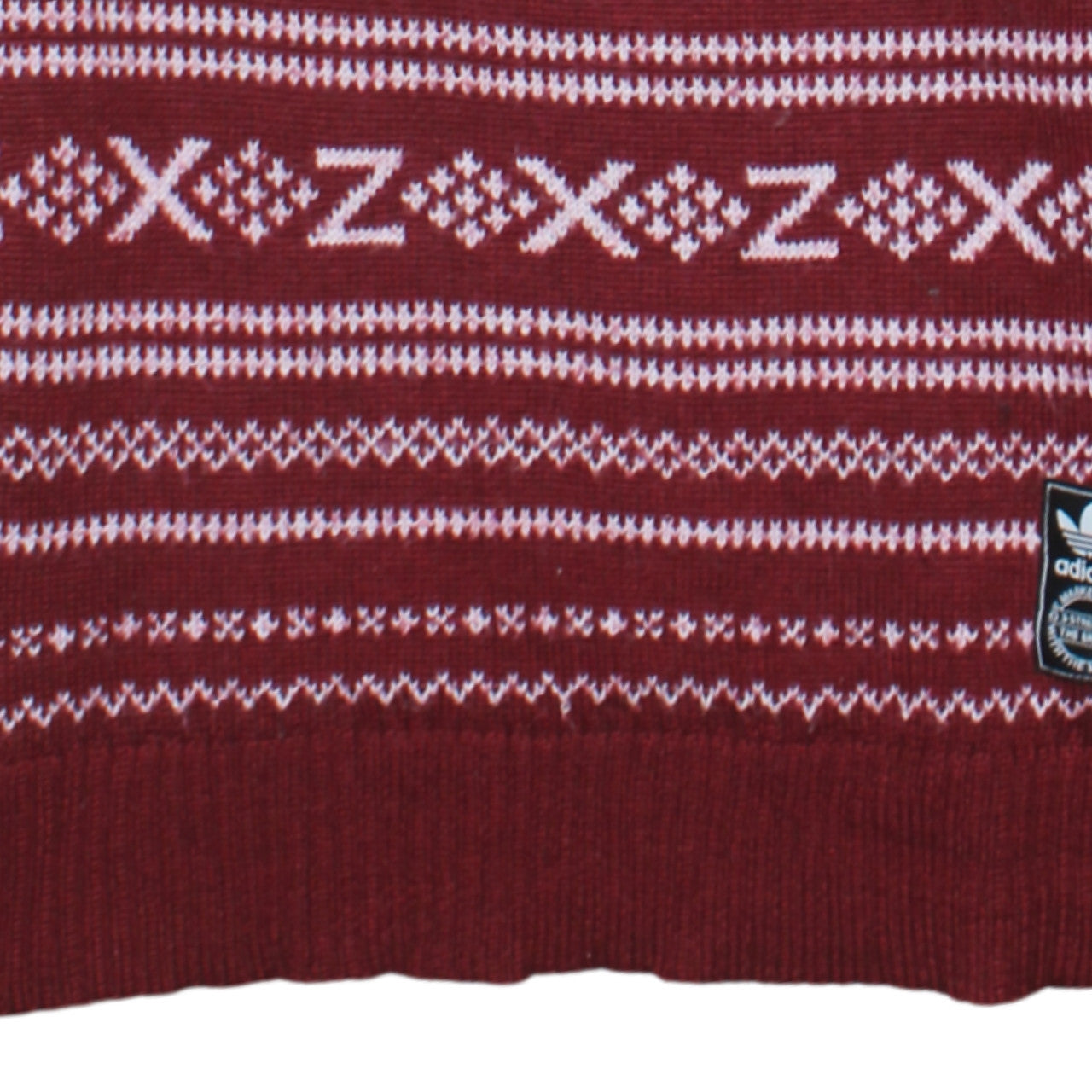 Adidas Women Burgundy Fair Isle Knit Jumper Size L Winter Casual