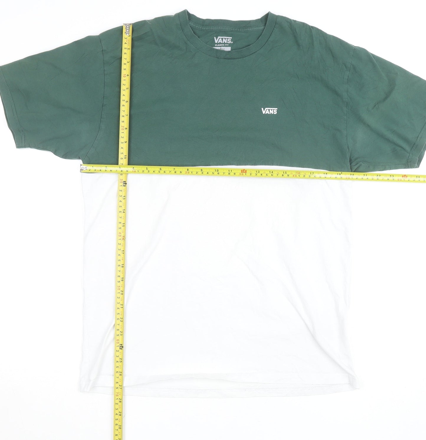 Vans Men’s Green White Colourblock Classic Fit T-Shirt Size L