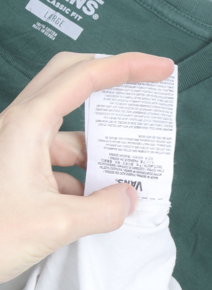 Vans Men’s Green White Colourblock Classic Fit T-Shirt Size L