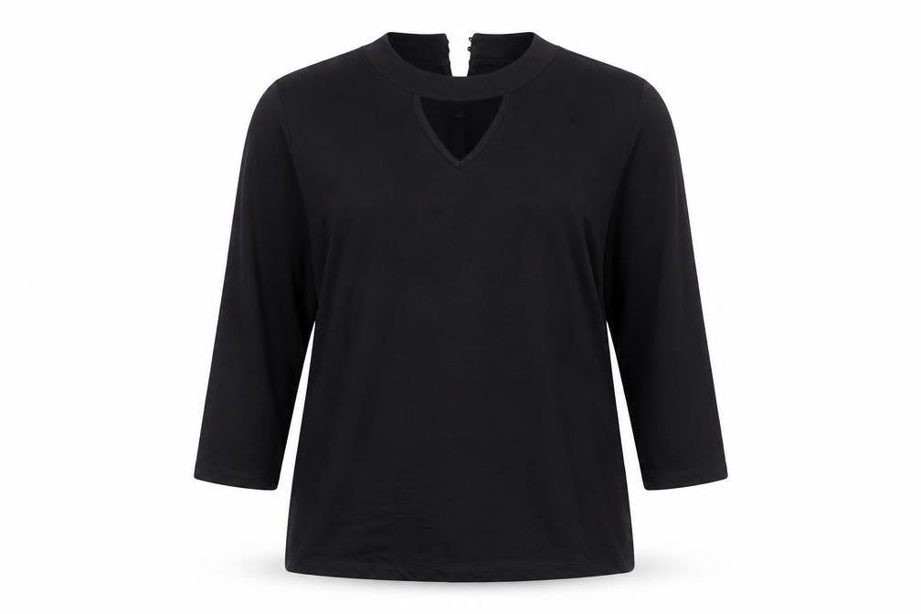 Fair Lady Womens Black Viscose 3/4 Sleeve Blouse Size 14
