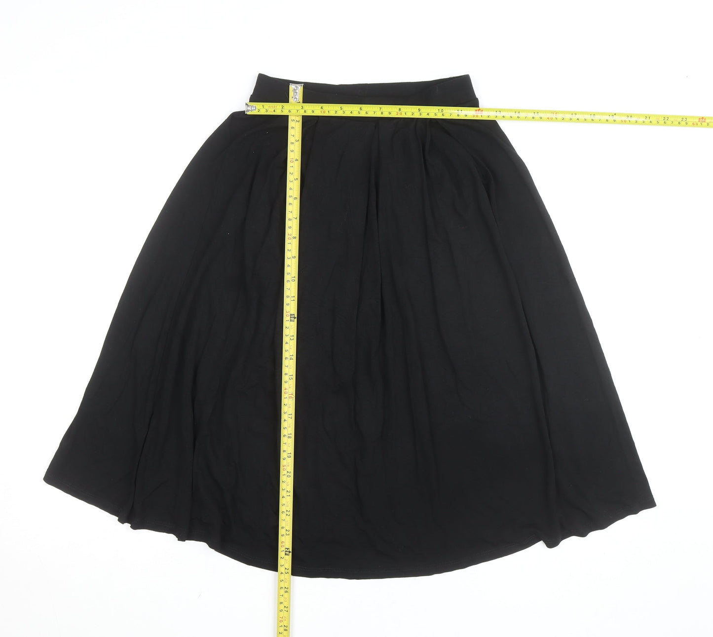 ASOS Women’s Black Midi A-Line Skirt Size 8 Stretch Viscose Jersey