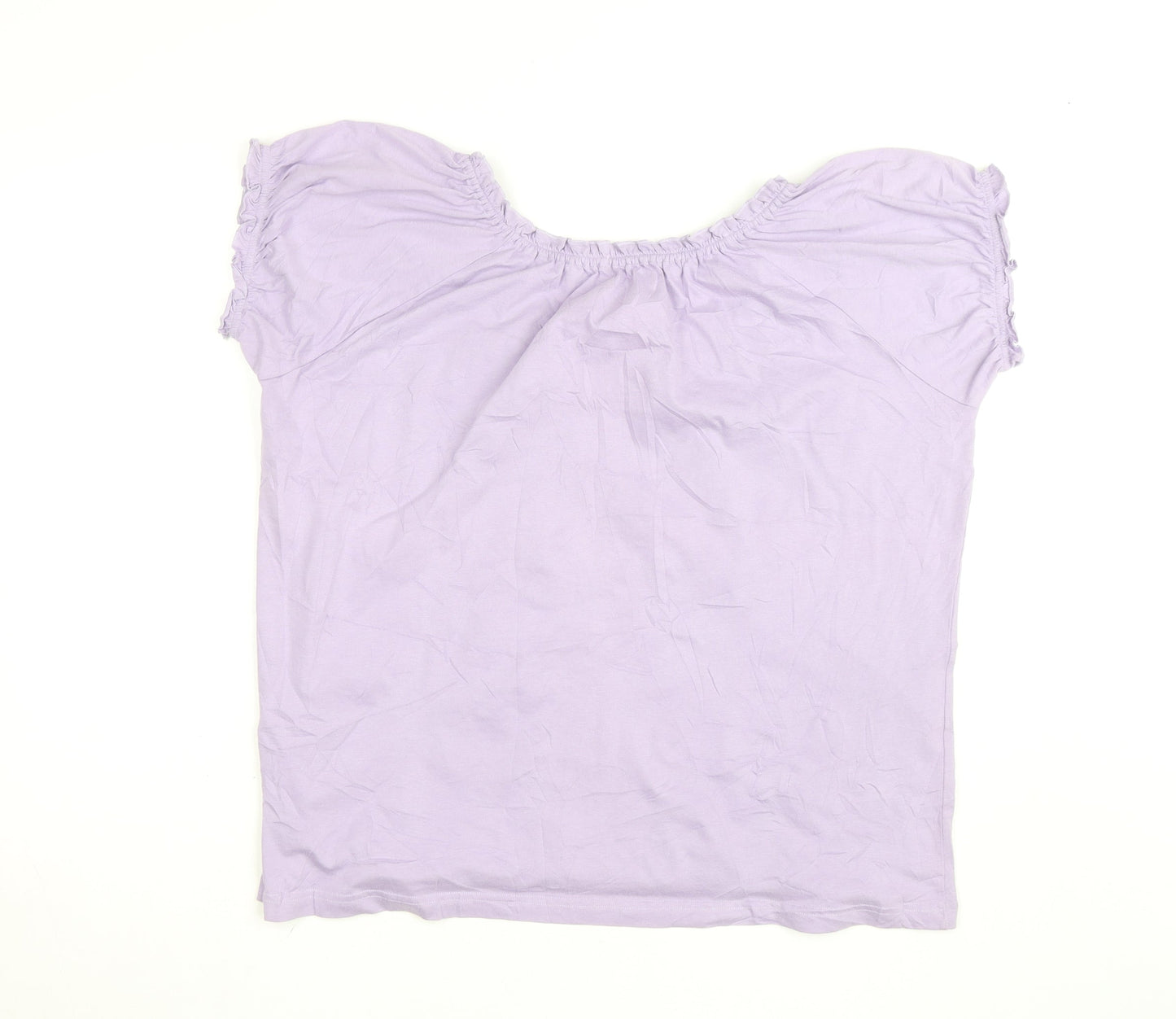 Damart Women’s Purple Cotton Short Sleeve Ruffle Blouse Size M