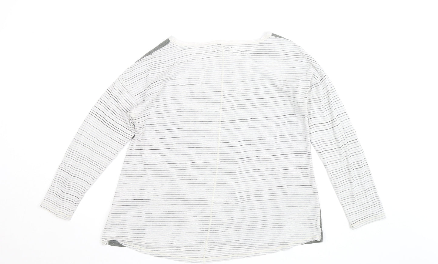 White Stuff Women's Grey Striped Long Sleeve Cotton Top Size 12