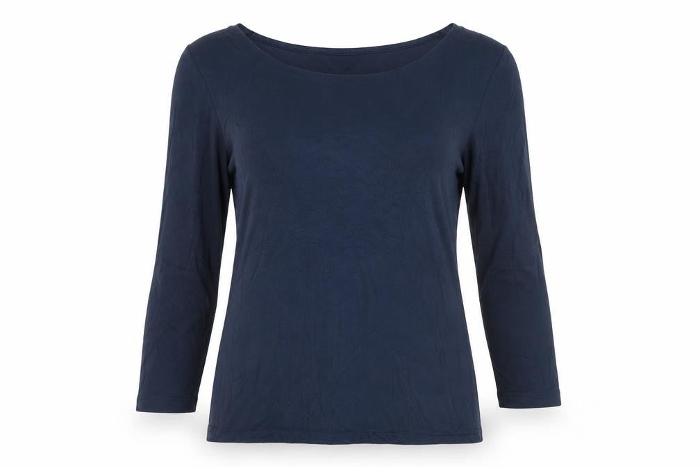 Jaeger Women's Blue 3/4 Sleeve Basic Jersey Top Size S