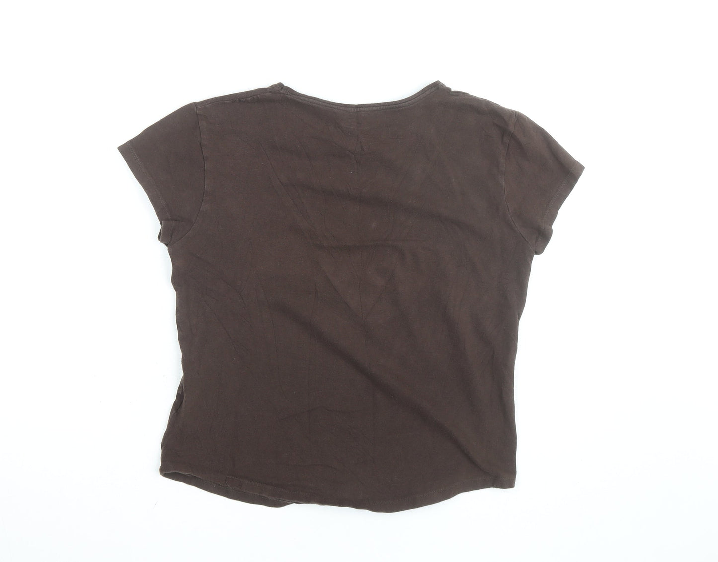 Mountain Life Girls Brown Born Camper Graphic Cotton T-Shirt Size 10