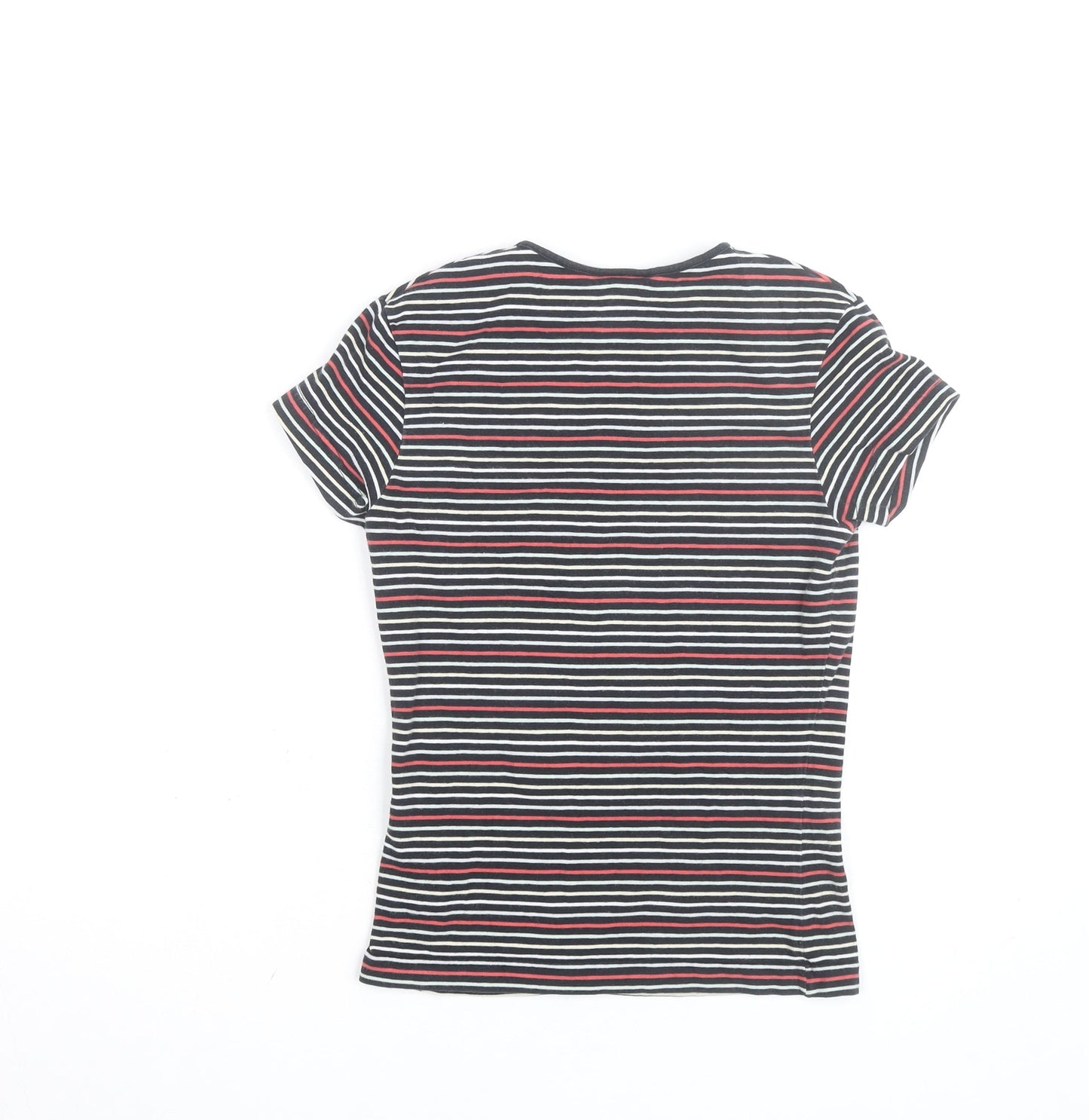 ELLE Women's Multicoloured Striped Embroidered T-Shirt Size S UK10