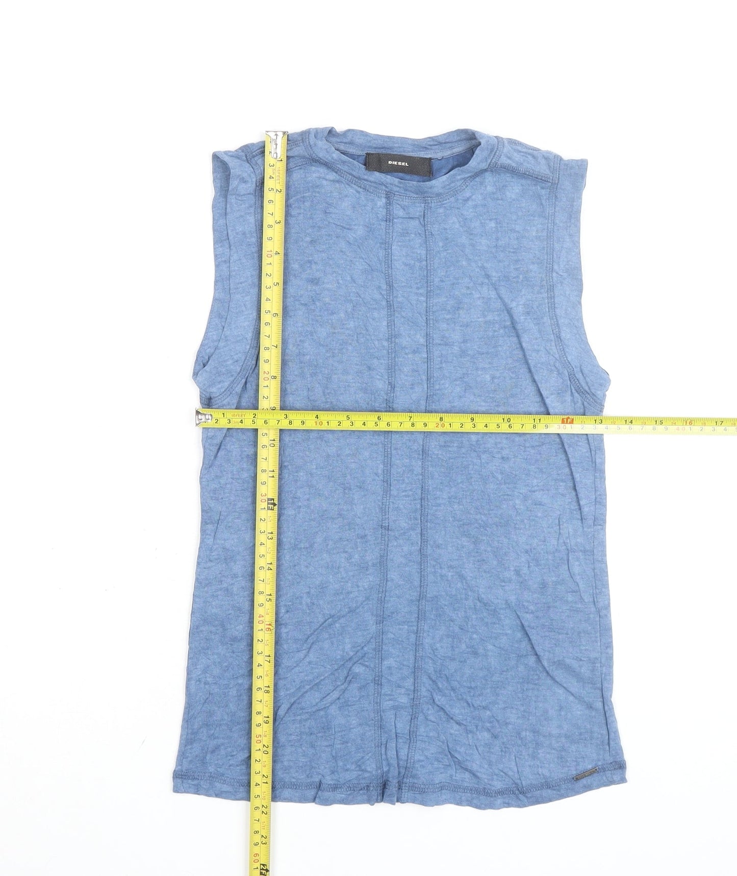 Diesel Women's Blue Sleeveless Jersey Tank Top Size M