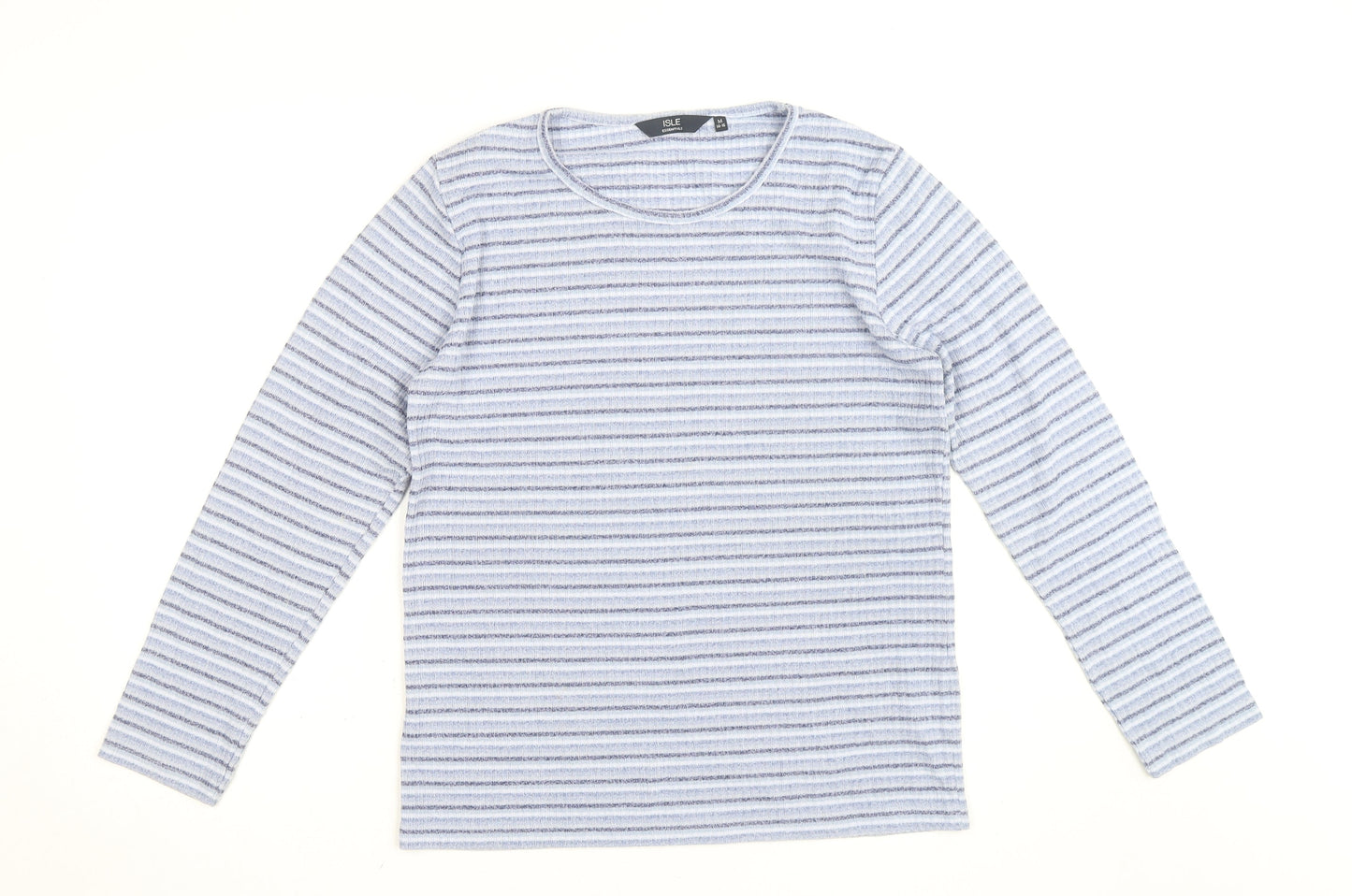 ISLE Essentials Women's Blue Striped Long Sleeve Knit Top Size 14-16