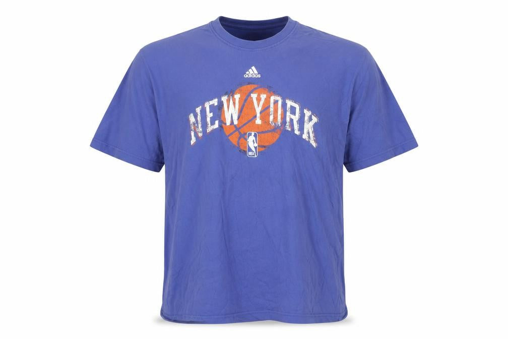 Adidas Men's Blue New York NBA Graphic Cotton T-Shirt Size L