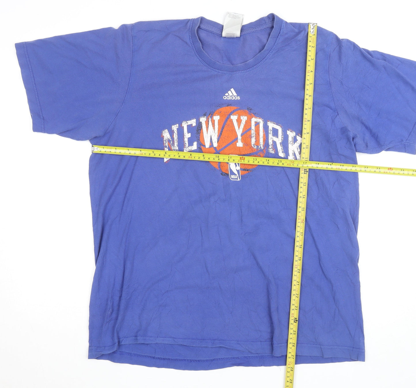 Adidas Men's Blue New York NBA Graphic Cotton T-Shirt Size L