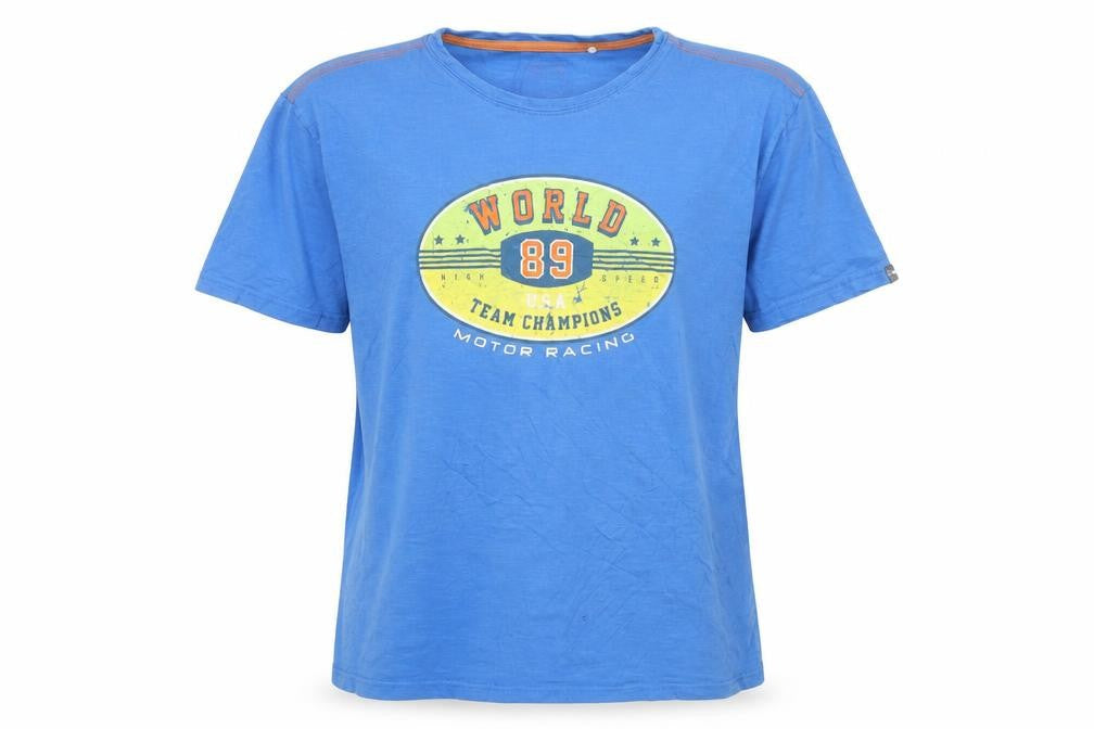 Goggles Men's Blue Motor Racing Graphic Crew Neck T-Shirt Size XL
