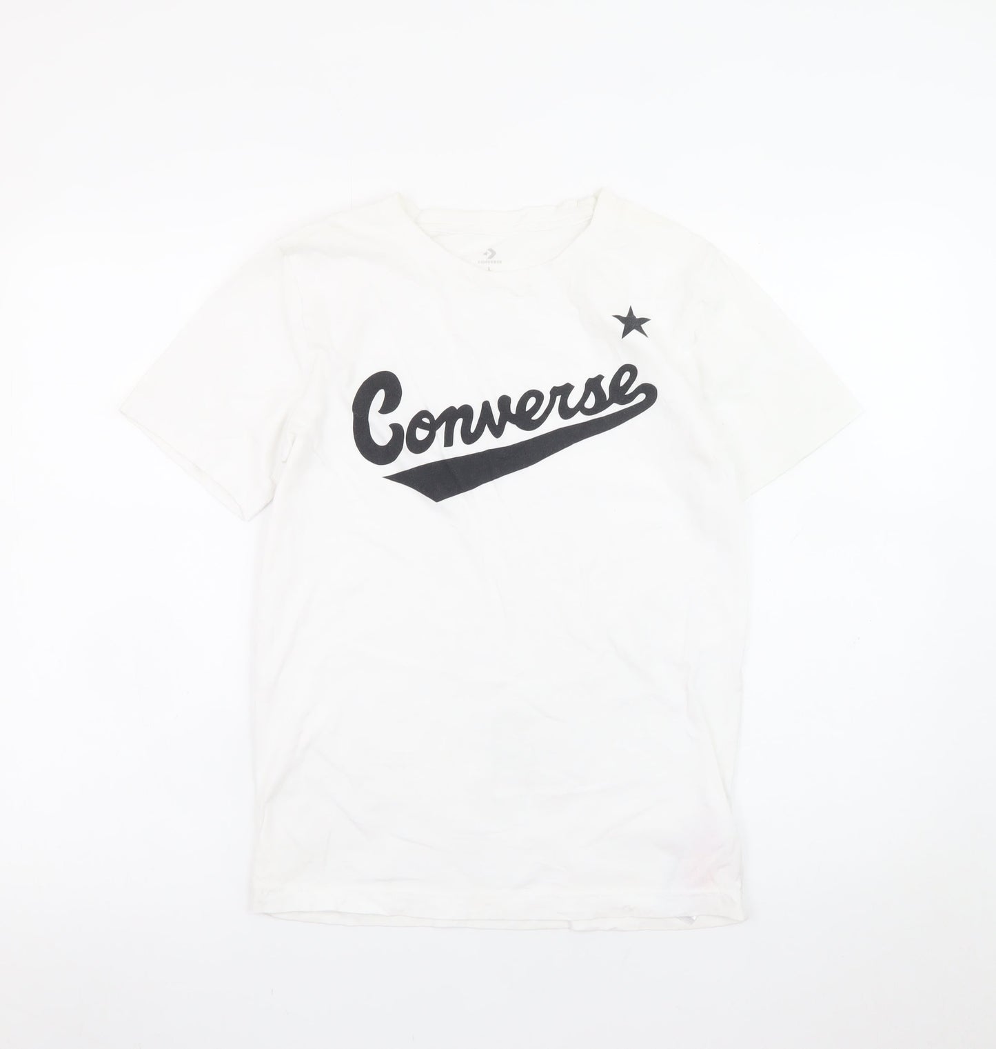 Converse Teens White Cotton Logo Short Sleeve Crew Neck T-Shirt L