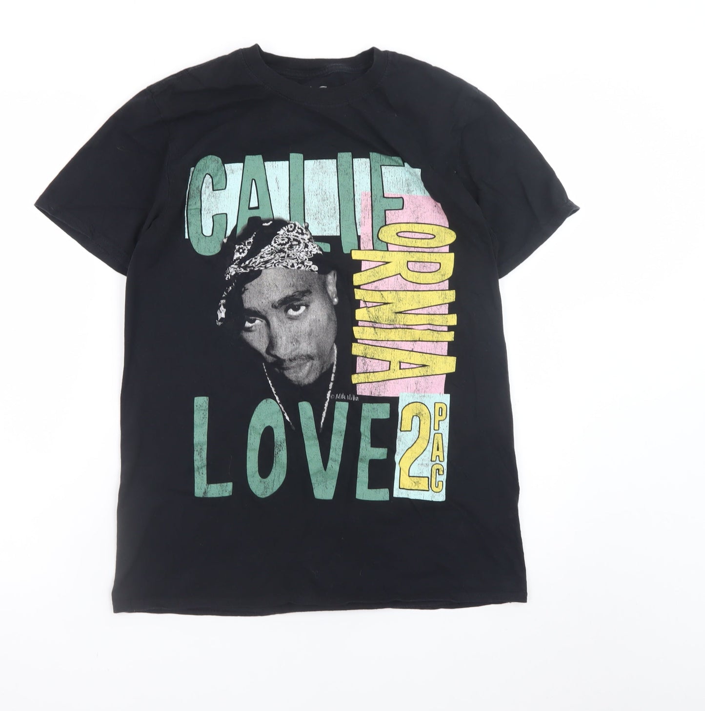 2PAC Men's Black Short Sleeve Graphic Music Cotton T-Shirt Size S