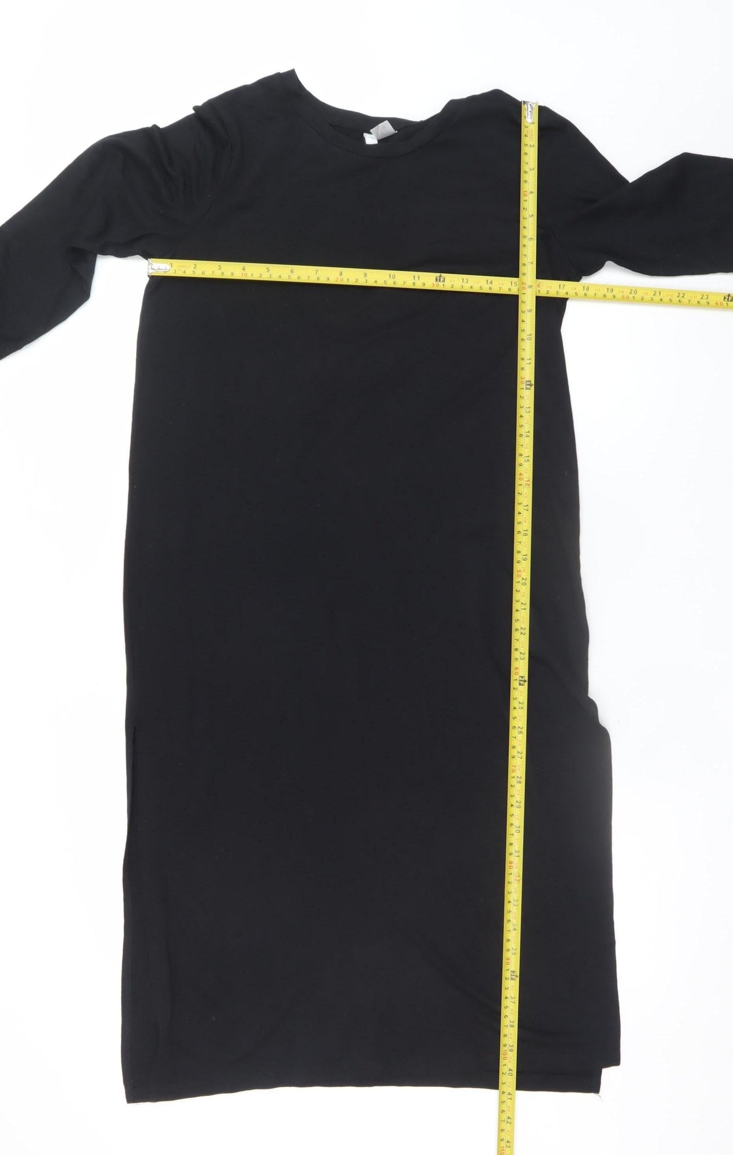 H&M Women Black M T-Shirt Dress 3/4 Sleeve Knee Length Casual