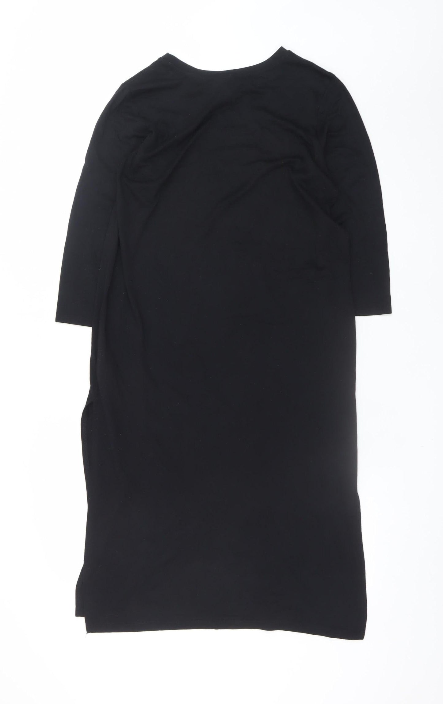 H&M Women Black M T-Shirt Dress 3/4 Sleeve Knee Length Casual