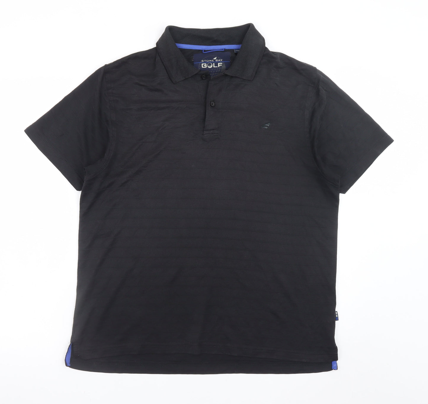 Stone Bay Golf Men's Black Short Sleeve Polo Shirt Size M
