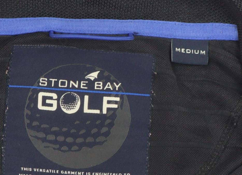 Stone Bay Golf Men's Black Short Sleeve Polo Shirt Size M