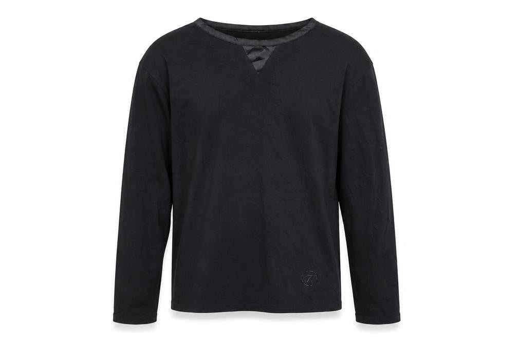 Temperley London Men's Black Small Long Sleeve V-Neck Cotton T-Shirt
