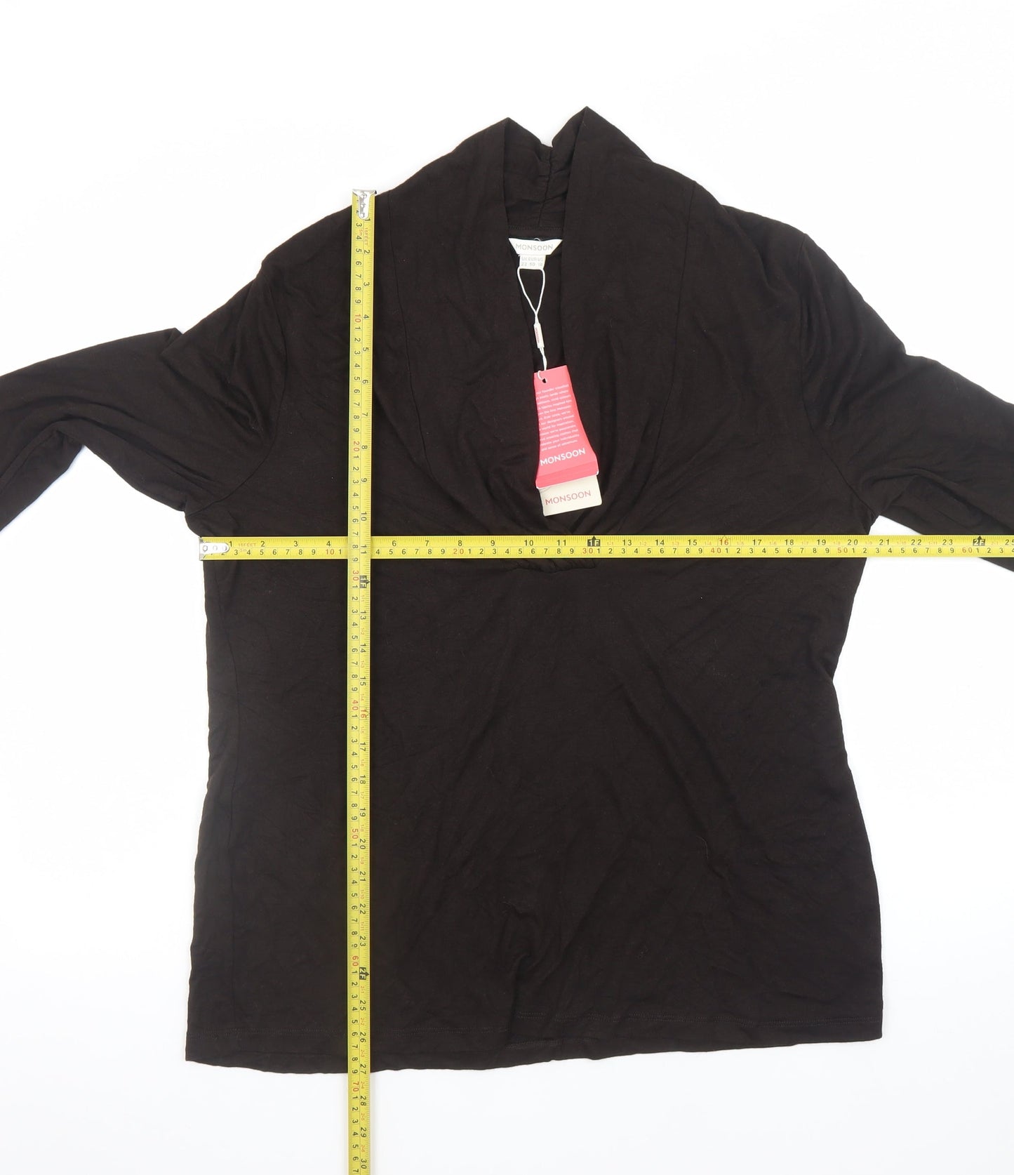 Monsoon Women’s Black Cowl Neck Long Sleeve Blouse Size 22