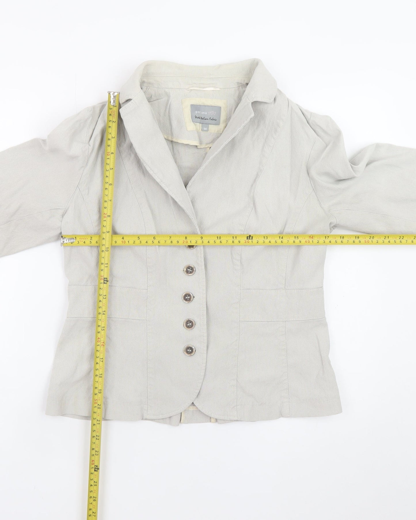 Marks and Spencer Per Una Women's Beige Linen Blazer Jacket Size 14