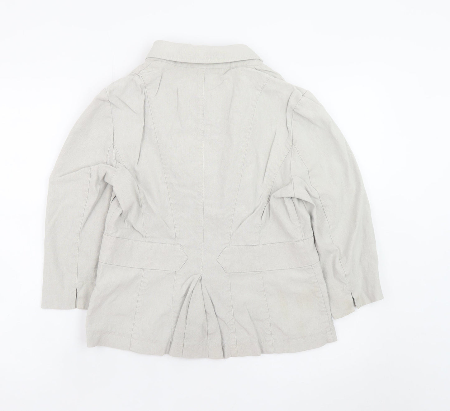 Marks and Spencer Per Una Women's Beige Linen Blazer Jacket Size 14
