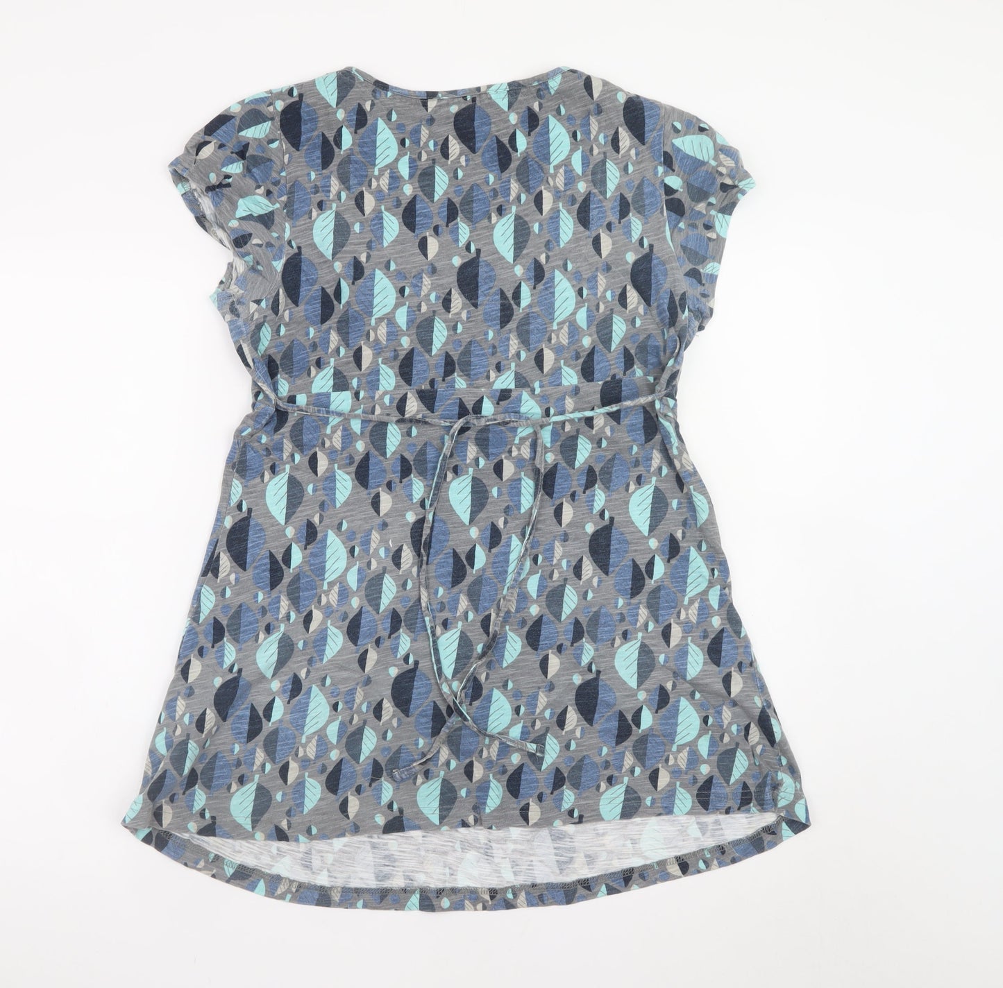 Faithful and True Women's Grey Geometric Cotton Wrap Dress Size 14