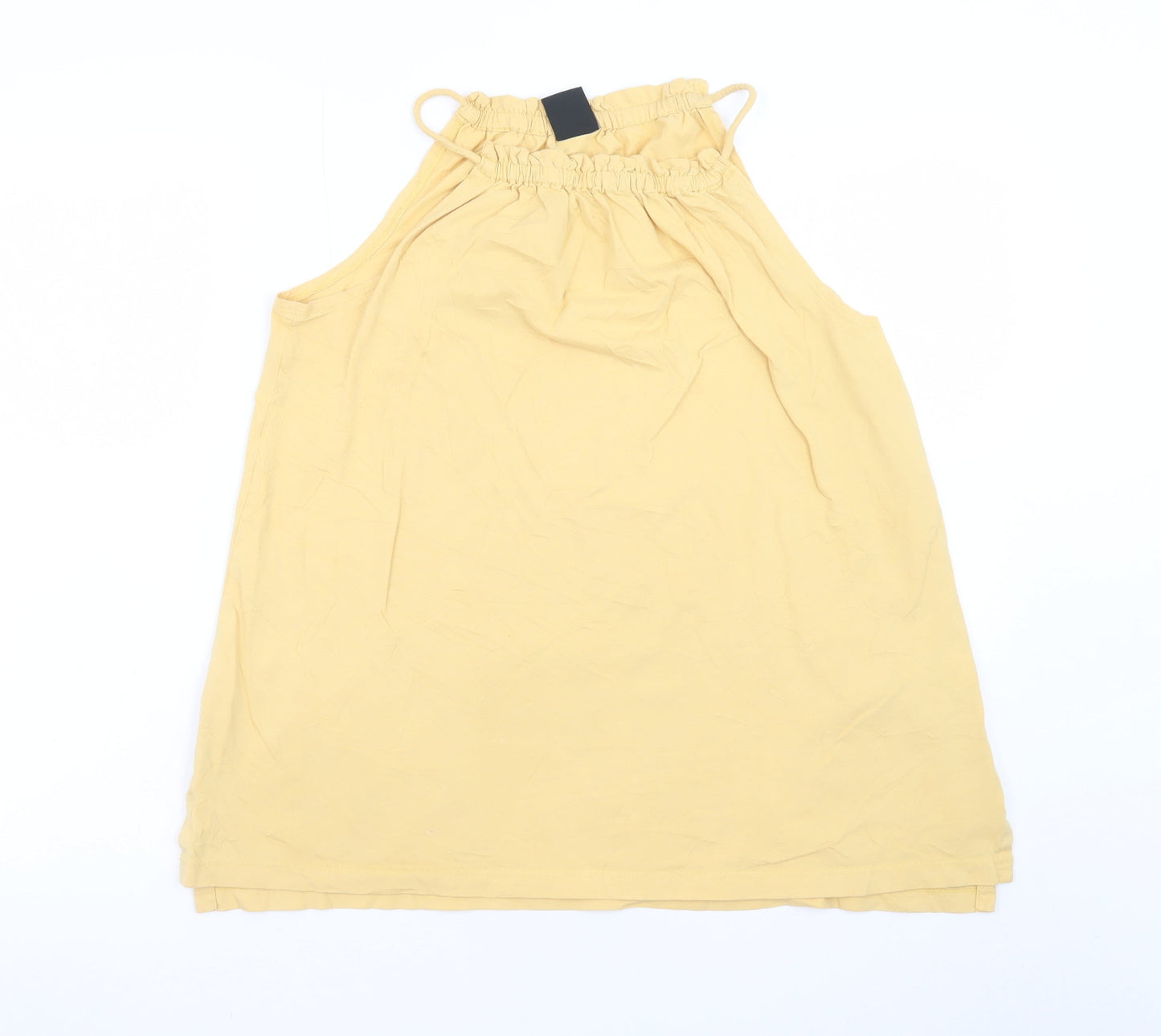 FarWest Women Yellow Cotton Halter Shift Dress M