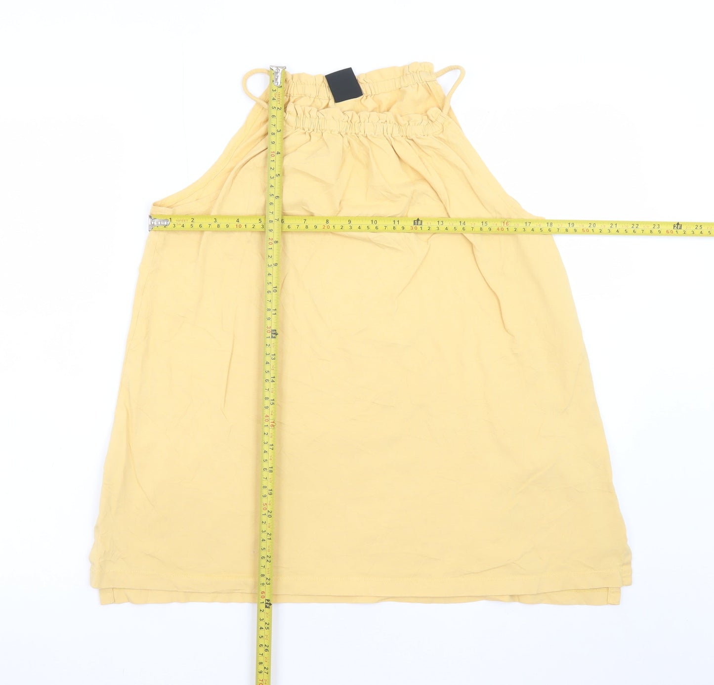 FarWest Women Yellow Cotton Halter Shift Dress M