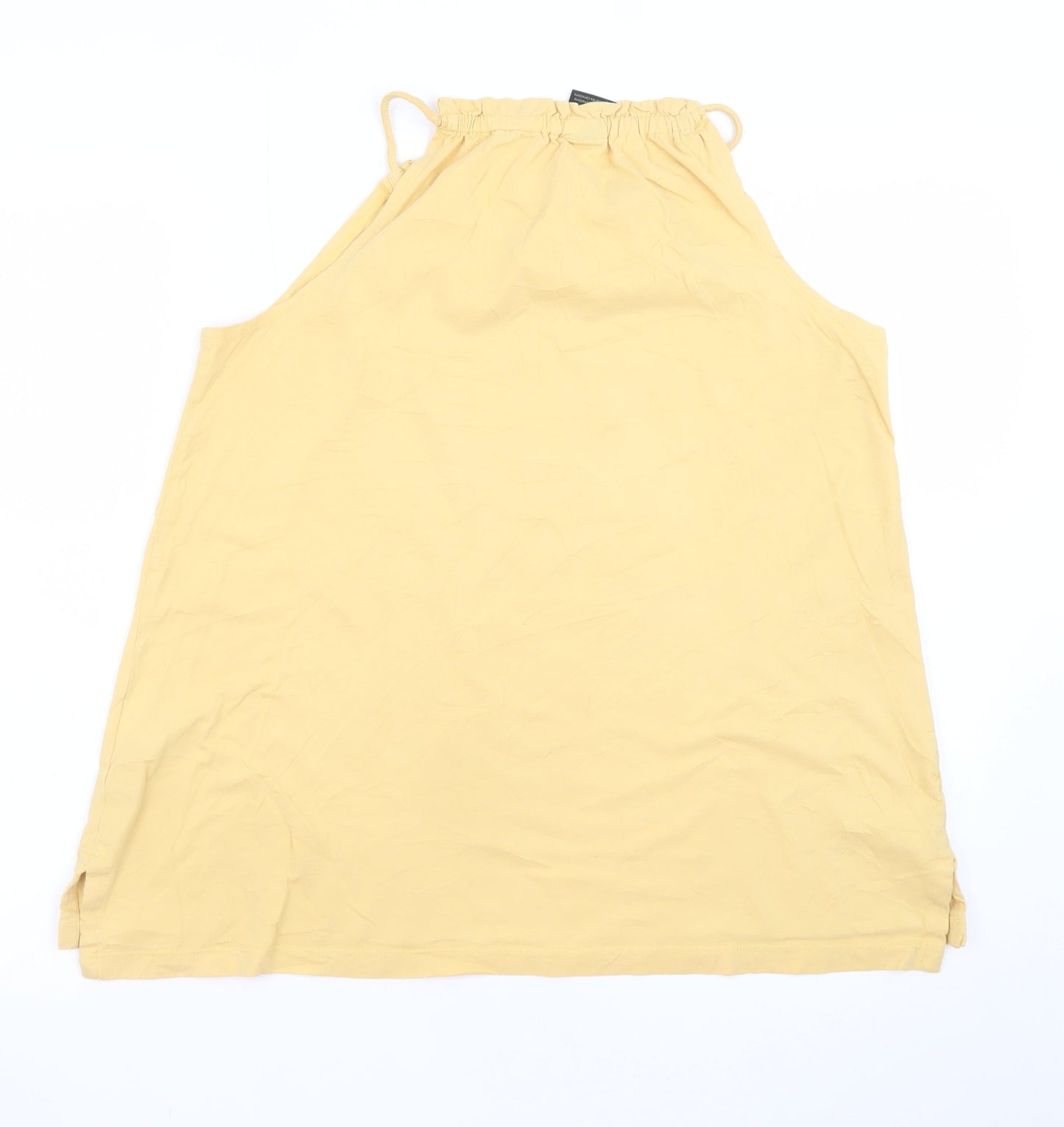 FarWest Women Yellow Cotton Halter Shift Dress M