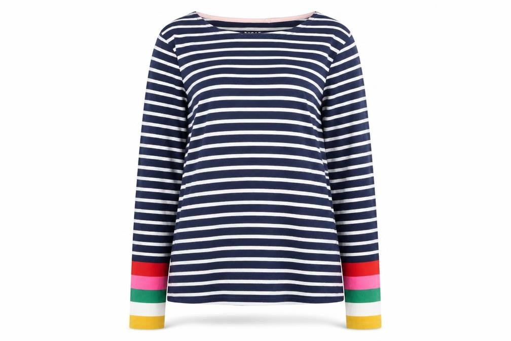 Boden Women’s Multicoloured Striped Long Sleeve Cotton T-Shirt UK 12
