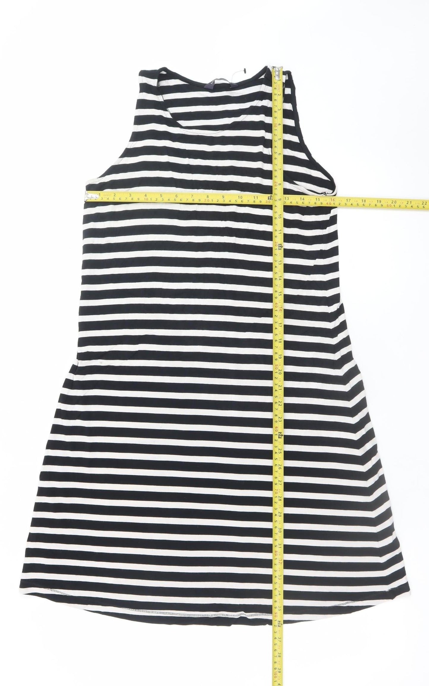 Marks and Spencer Women's Black Striped Tank Dress Size 8