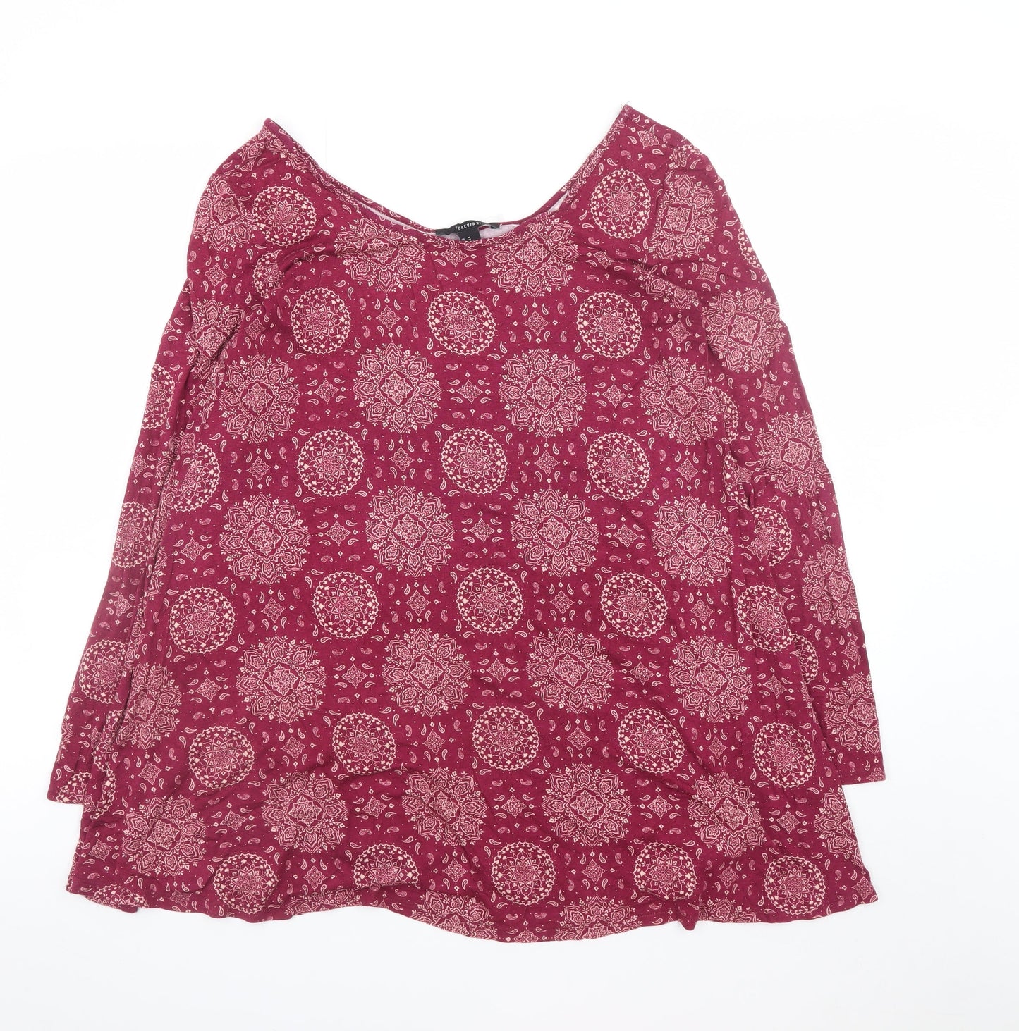 Forever 21 Women Red Bohemian Paisley Shift Dress Size M