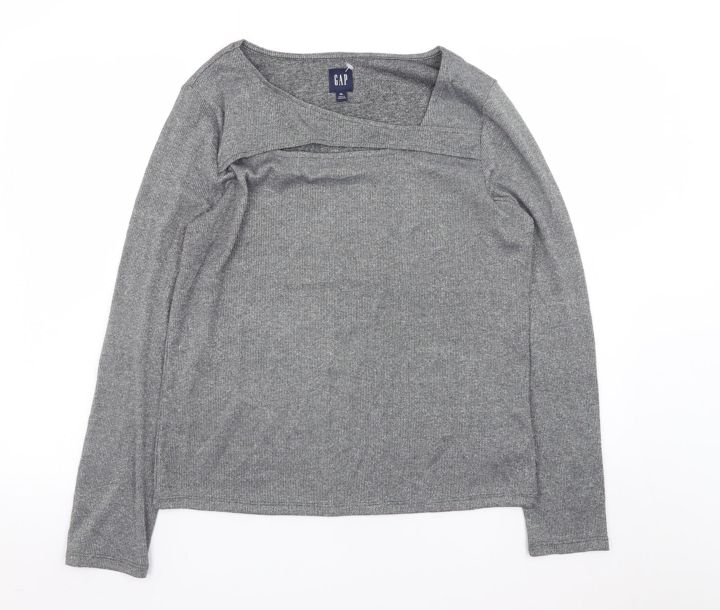 GAP Women Grey Boat Neck Long Sleeve Knit Top Size XL