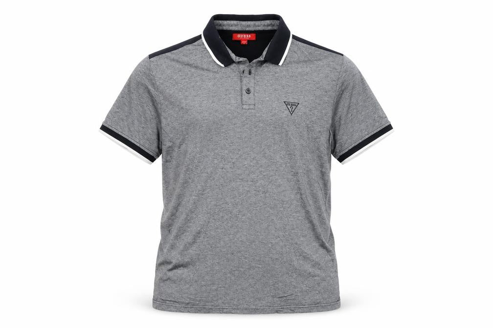 Guess Men's Grey Cotton Polo Shirt Size L Regular Fit