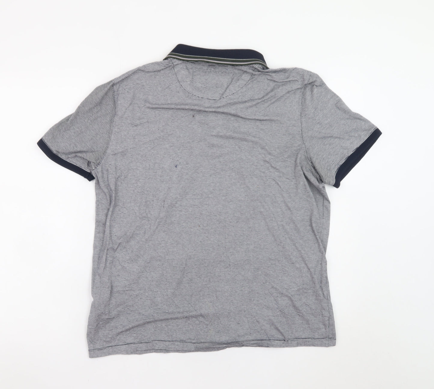 Ted Baker Men's Grey Striped Cotton Polo Shirt Size L