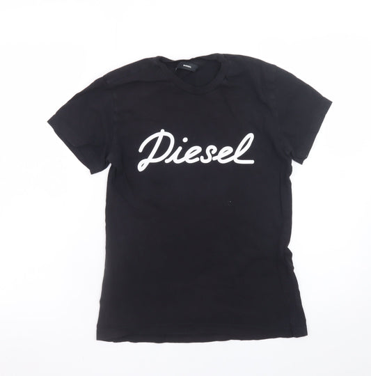 Diesel Men's Black Logo Cotton Crew Neck T-Shirt Size S