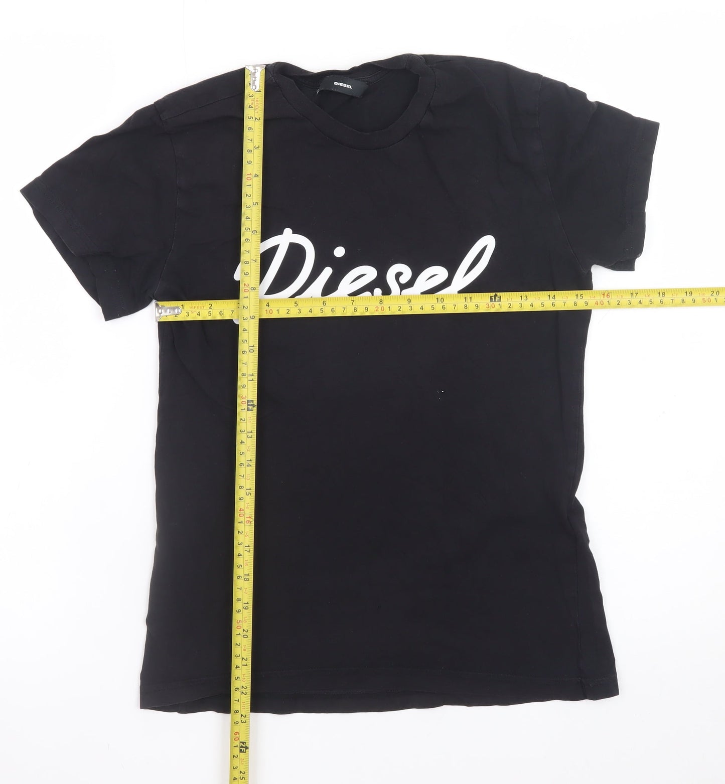 Diesel Men's Black Logo Cotton Crew Neck T-Shirt Size S