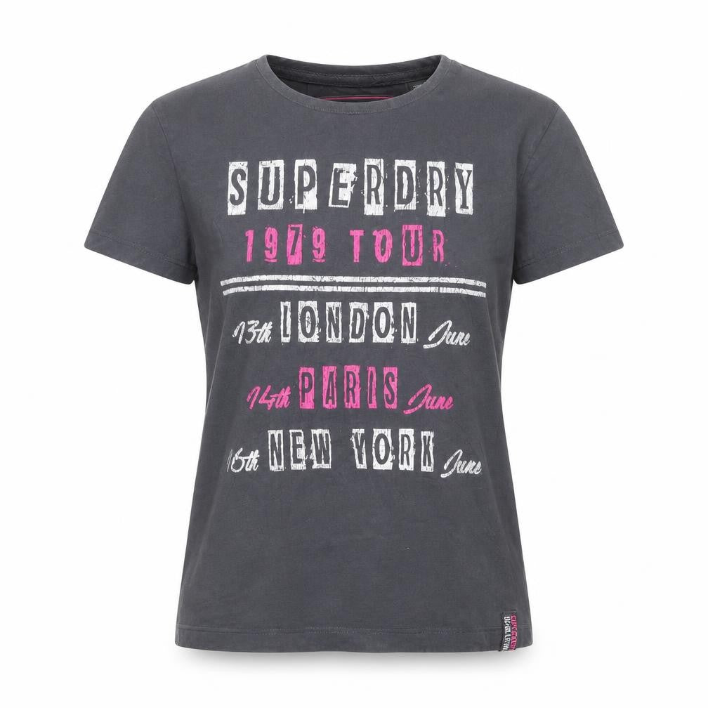 Superdry Women's Grey Graphic 1979 Tour T-Shirt Size 8