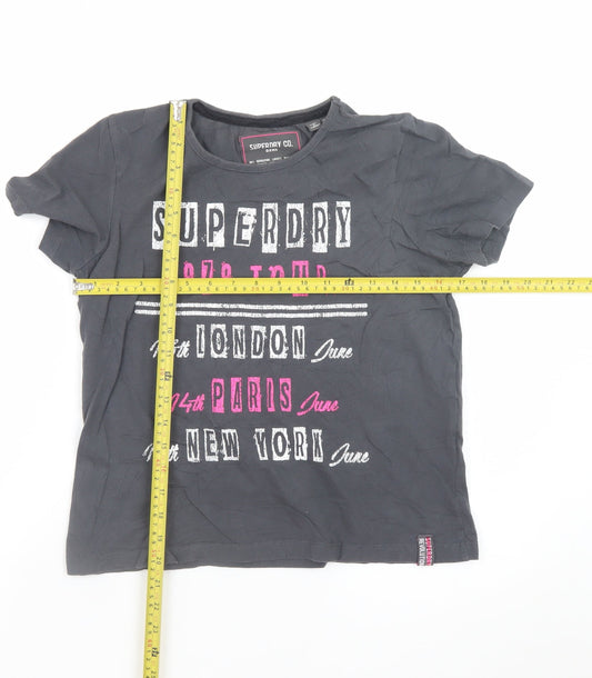 Superdry Women's Grey Graphic 1979 Tour T-Shirt Size 8