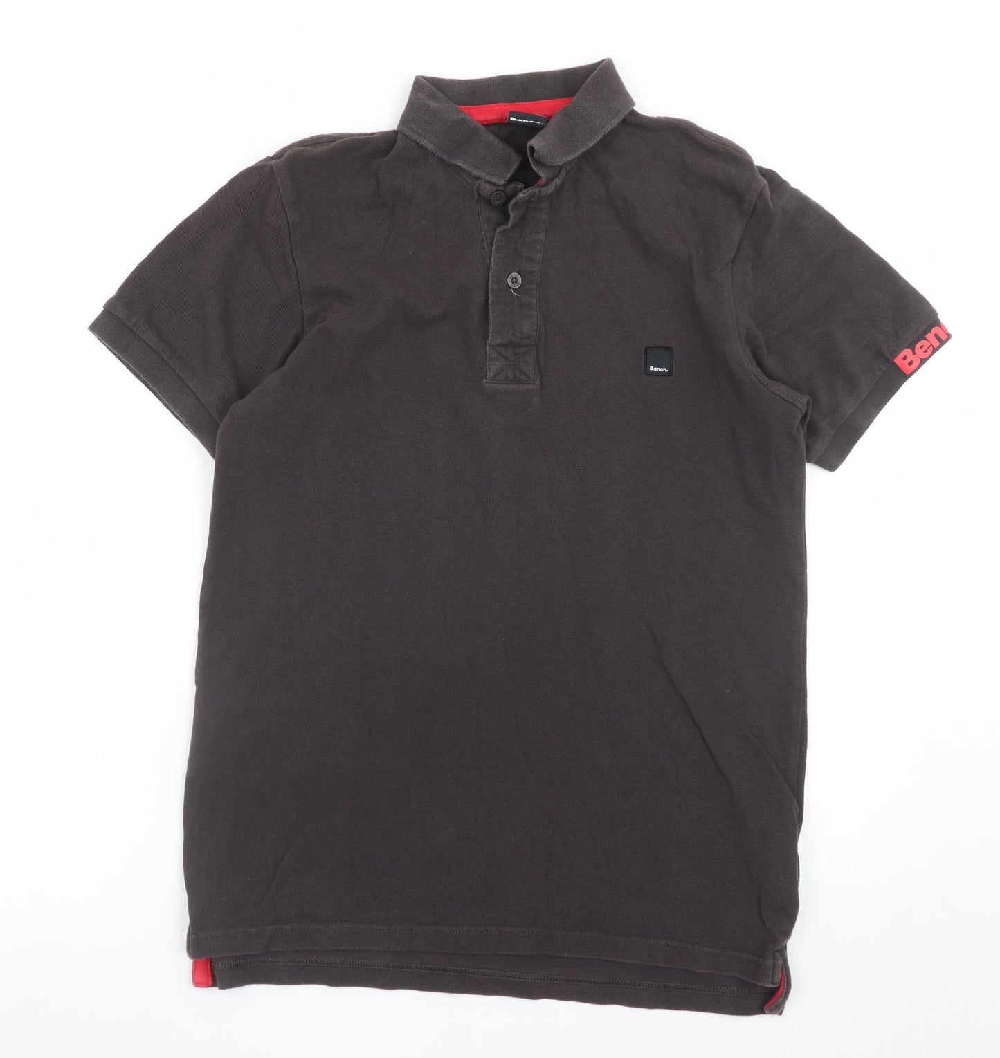 Bench Men's Brown Cotton Polo Shirt Size M Short Sleeve Logo