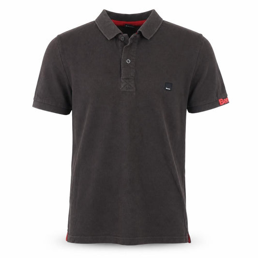 Bench Men's Brown Cotton Polo Shirt Size M Short Sleeve Logo