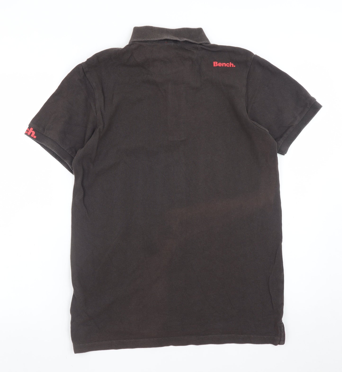 Bench Men's Brown Cotton Polo Shirt Size M Short Sleeve Logo