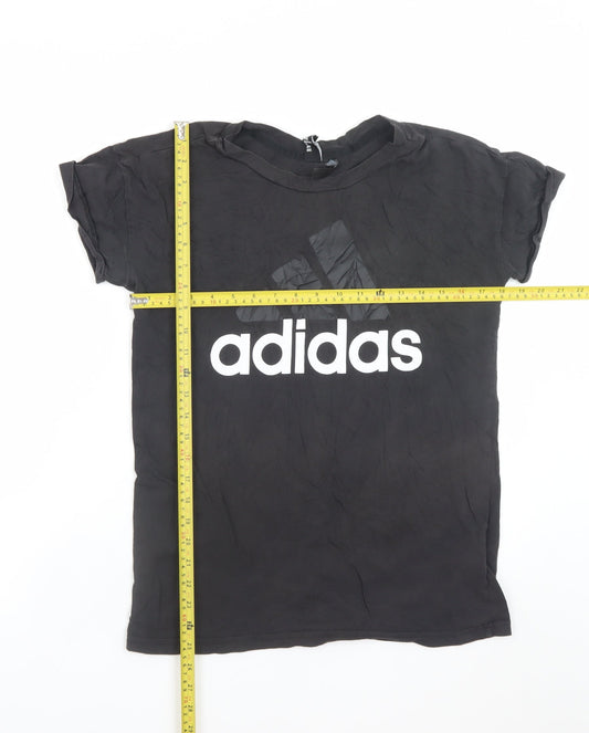 Adidas Men's Black Small Logo Crew Neck Cotton Sports T-Shirt