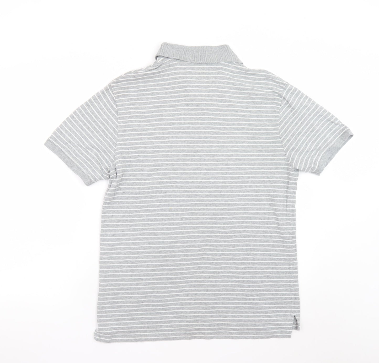 Jack Wills Mens Grey Striped Polo Shirt Size L