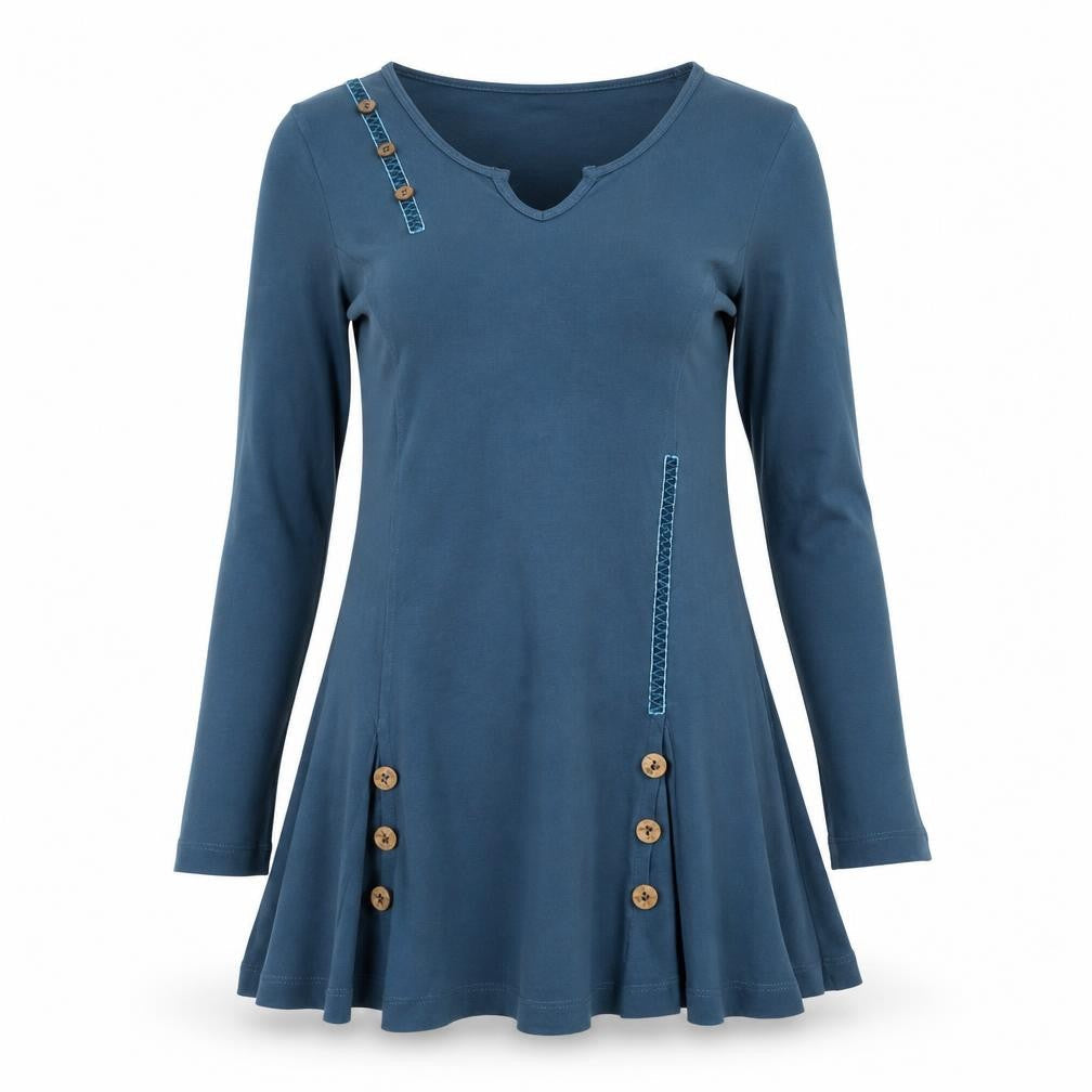 Joe Browns Women Blue Size 8 A-Line Long Sleeve V-Neck Dress