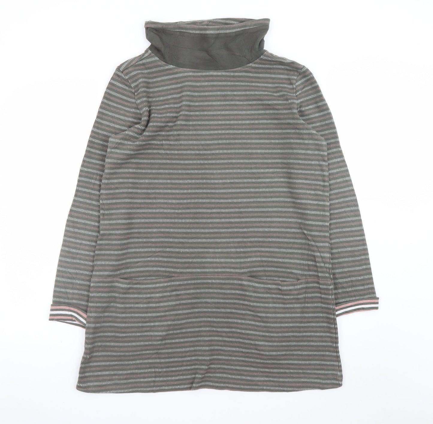Seasalt Cornwall Women Grey Size 12 Striped Cotton Shift Dress
