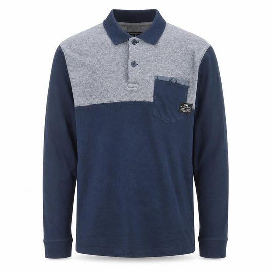 Jack & Jones Core Men's Blue Long Sleeve Polo Shirt Size L 100% Cotton
