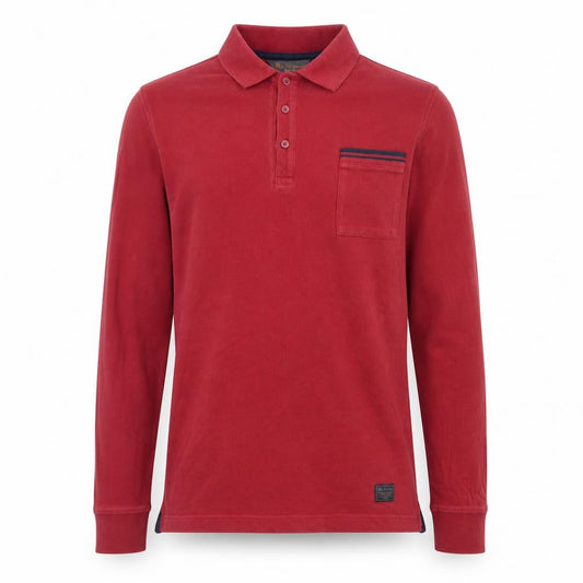 Ben Sherman Men's Red Long Sleeve Cotton Polo Shirt Size M